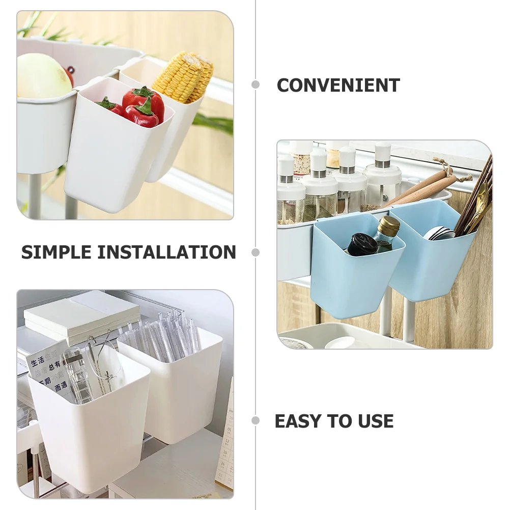 Rolling Cart Easy Clean Cart Cup Holder Storage Baskets Rolling Bin Hanging Holder Organizer Pp Small Trash Can Shopping