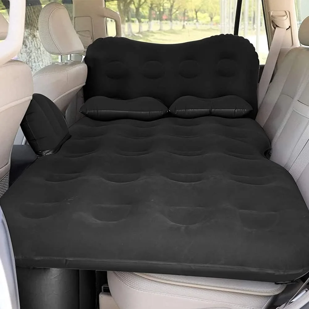 Matelas gonflable à air pour voiture, lit de voyage épais, matelas de camping, coussin de couchage avec pompe à air, 2 oreillers