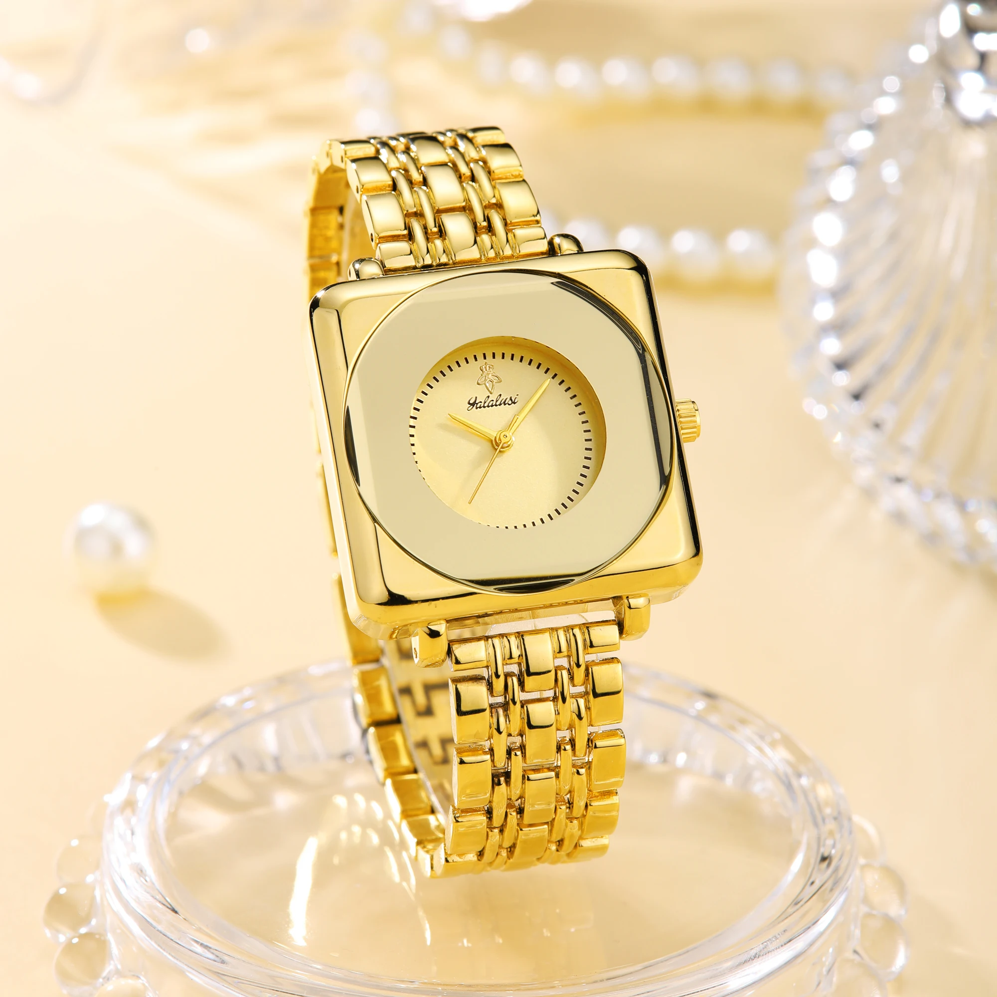 2025 حار العلامة التجارية حزام ساعة المرأة الفاخرة العلامة التجارية ساعة كوارتز بسيطة موضة ساعات مربعة بسيطة جودة مطلية بالذهب
