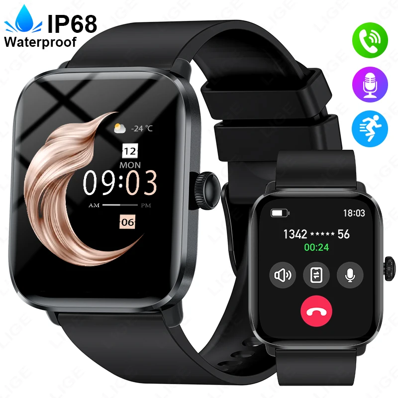 

LIGE Men Smart Watch 1.83”Full Touch Screen Heart Rate Bracelet Sports Fitness Tracker Ladies Smartwatch For Android IOS +Gift