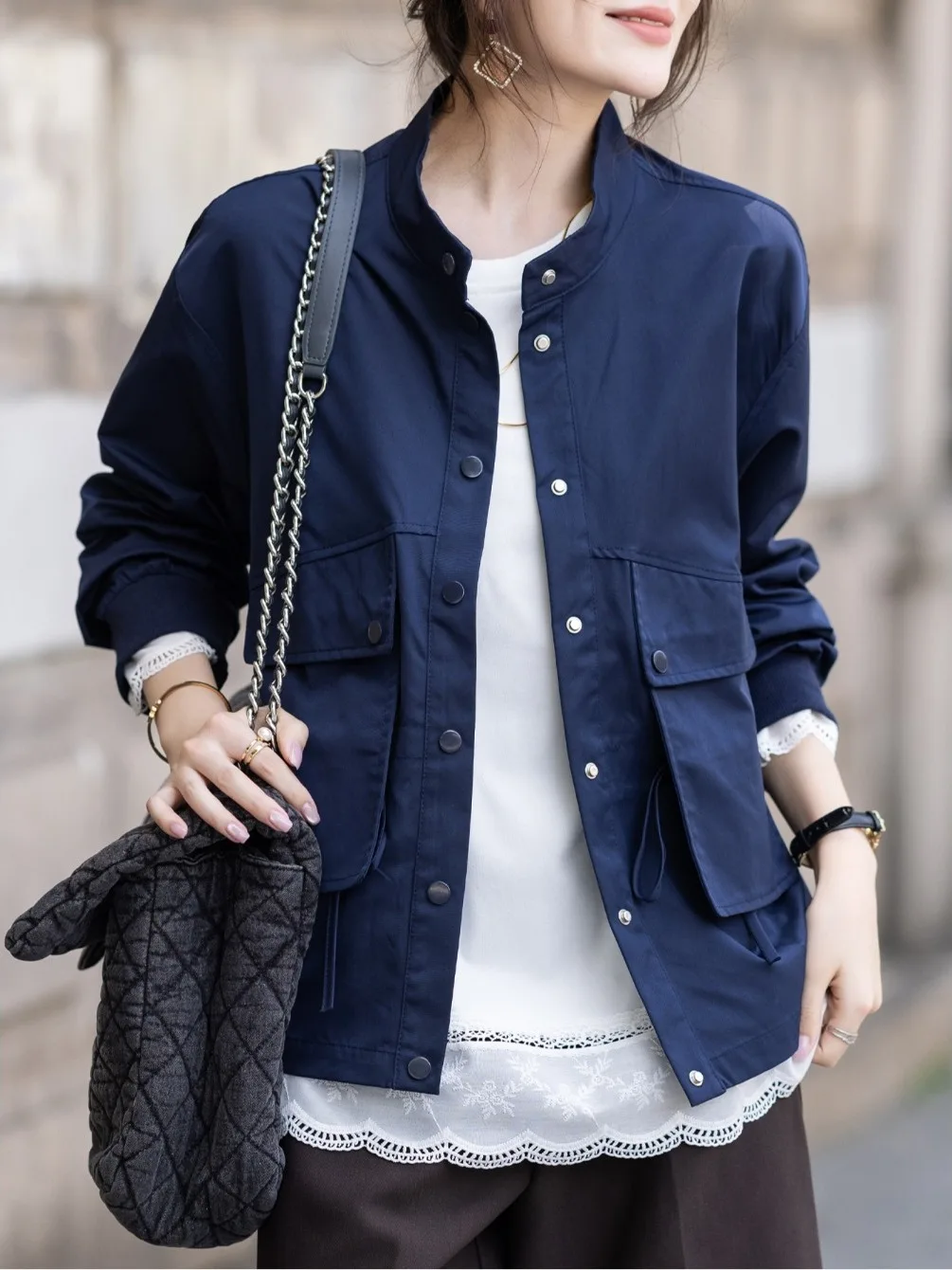 

Художественная повседневная женская рабочая одежда, пальто с воротником-стойкой, осеннее новое поступление, длинное све, средней длины, другие материалы, 00% для поездок на работу, S...