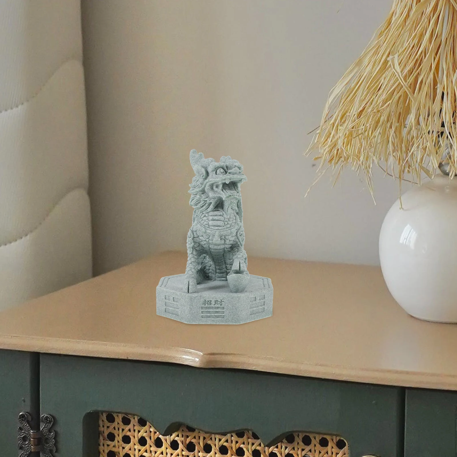 

1pc Kylin Statue Sculpture Animal Desktop Kylin Statue Desktop Ornament For Home Garden Decoration Sandstone Craft Wedding Gift