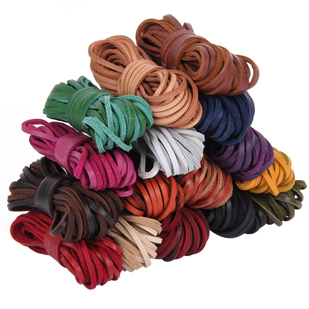 5 Meters High Quality Flat Genuine Leather Cord Leather Strip Leather Ribbon Accessories For Leather Bracelets Jewelry Making