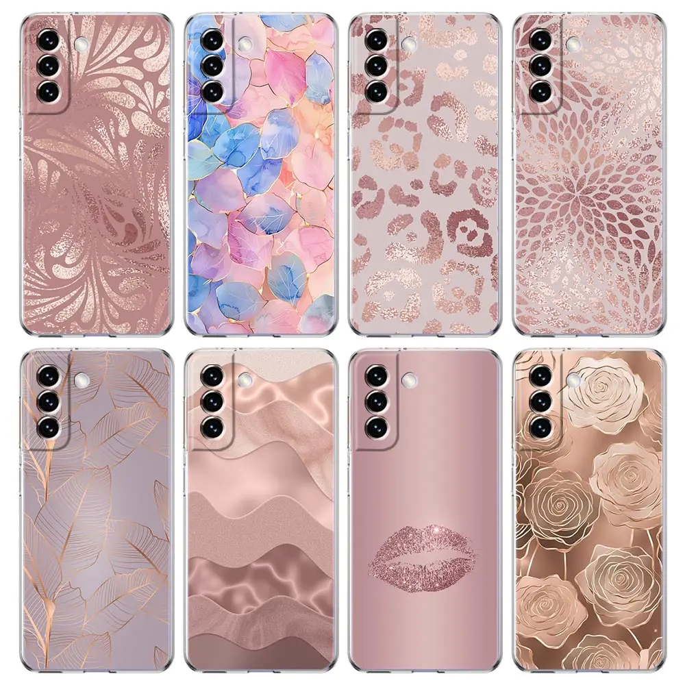 Beautiful Rose Gold Art Phone Case For Samsung Galaxy S26 S23 S24 S22 S25 Ultra Plus Cover For Galaxy S25+ S24+ S23+ S26+ S22+
