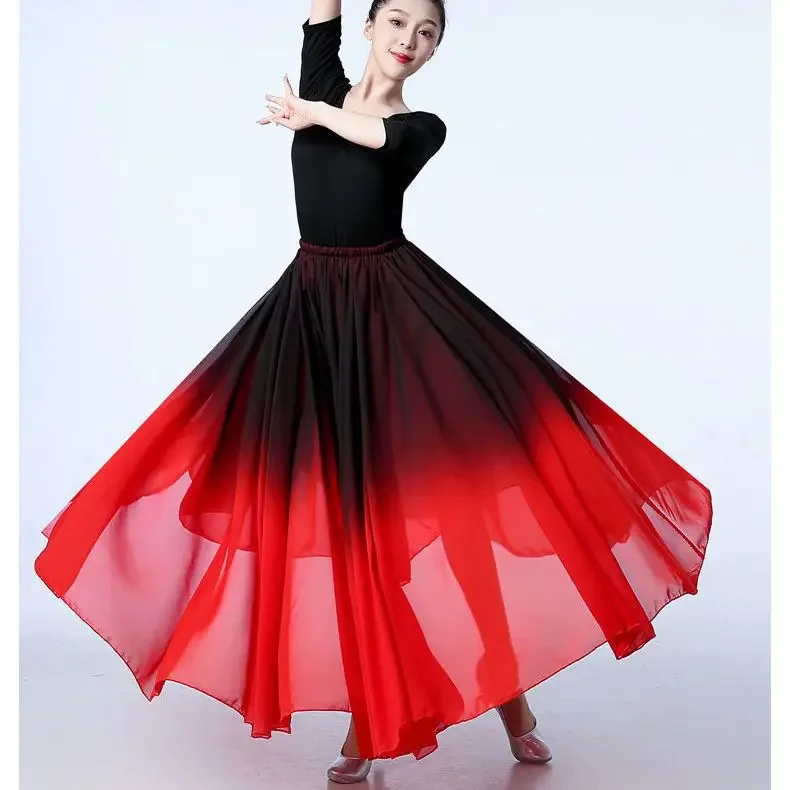 Falda de Chiffon para Baile Latino para Mujer Adulta, Falda de Baile para Chica, Ropa de Competición, Ropa de Baile Femenina