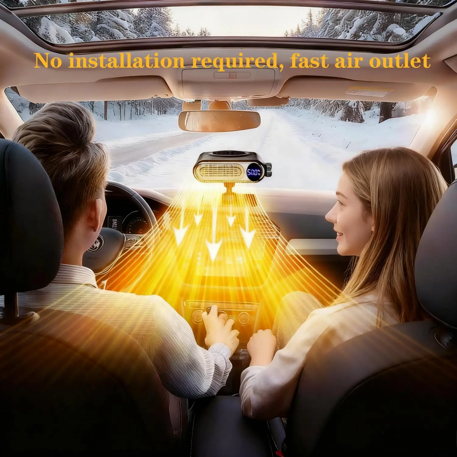 12V/24V Display Temperature Car Heater Portable Defogger Defroster Heater Fan 150W Dryer Windshield Defogger Accessories