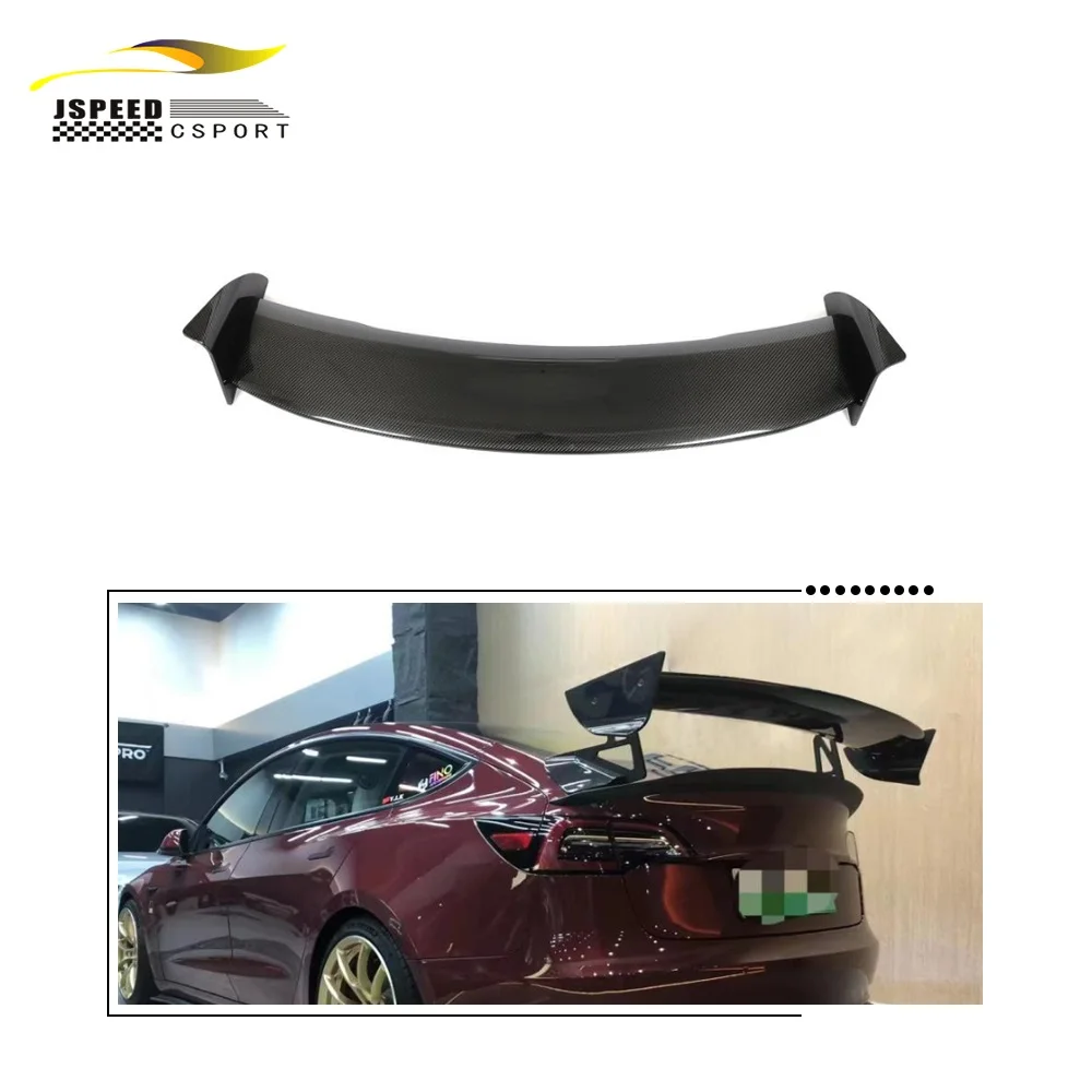 Dry Carbon Fiber Tail Wing Rear Trunk Lid Spoiler Wing Model 3 Sedan 4-Door 2016-2021