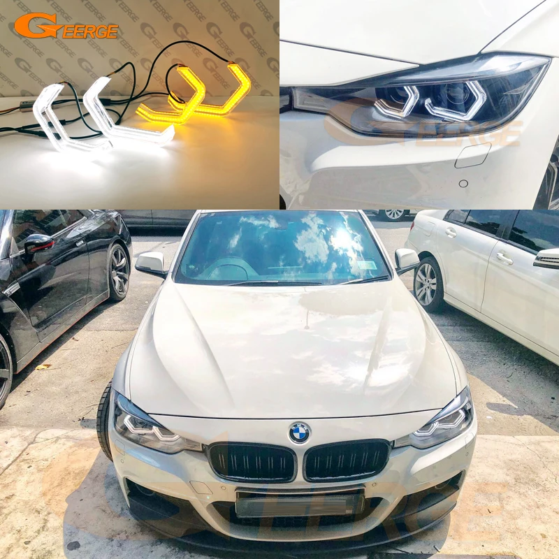 

For BMW 3 Series F30 F31 F34 F35 F80 F81 M3 Ultra Bright Day Light Crystal Concept M4 Iconic Style LED Angel Eyes Halo Rings