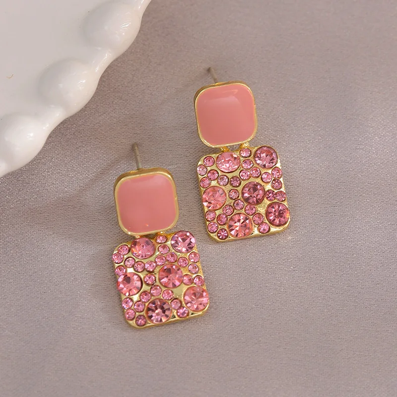New Vintage Purple Shiny Crystal Geometric Women Earrings Contracted Sweet Lovely Fine Shiny Drop Earrings Jewelry-7298 image 6