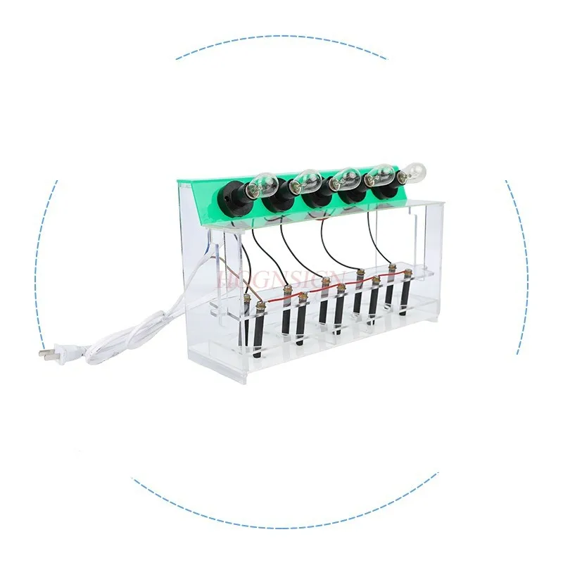 Electrolyte solution conductivity tester demonstrator, light bulb style, high school conductivity testing instrument