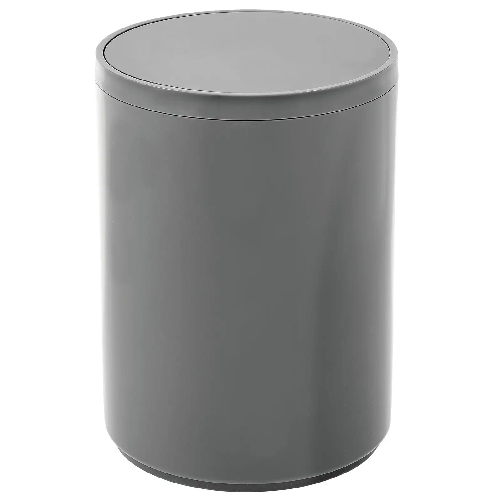 

mDesign Plastic Small Round 1.7 Gallon Trash Can with Swing Lid - Charcoal Gray