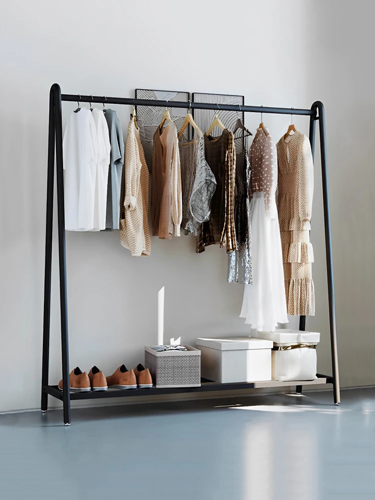 

Modern Minimalist Indoor Clothes Drying Rack Bedroom Room Clothes Hanger Storage Coat Hook Standable Painting Steel Pipe Rack