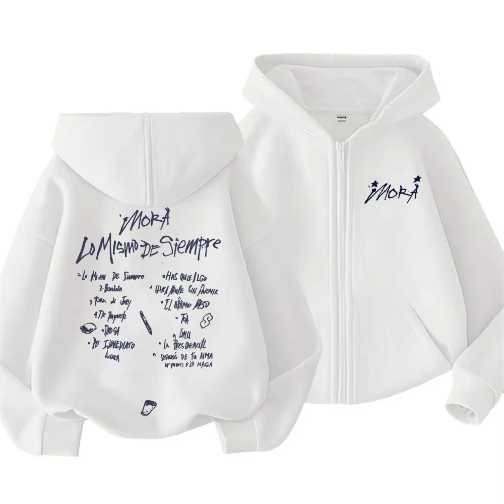 مغني الراب مورا لو ميسمو دي Siempre 2025 قلنسوة بسحاب الرجال النساء الهيب هوب موضة موسيقى البوب زمم سترة الرجال المتضخم الشارع الشهير