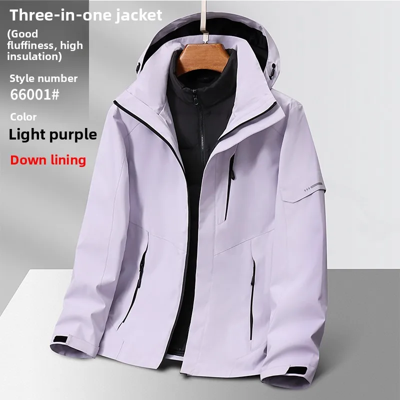 

2025 New Autumn Winter down Jaet Men's Tee-in-One Detachable Waterproof Men's Women's Inner Jaet Stand Fit Lo...