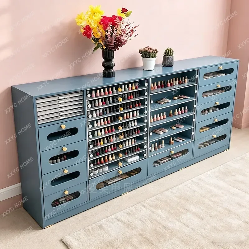 X High-end paint and manicure display cabinet Floor-to-ceiling multi-layer drawer nail polish glue jewelry integrated storage