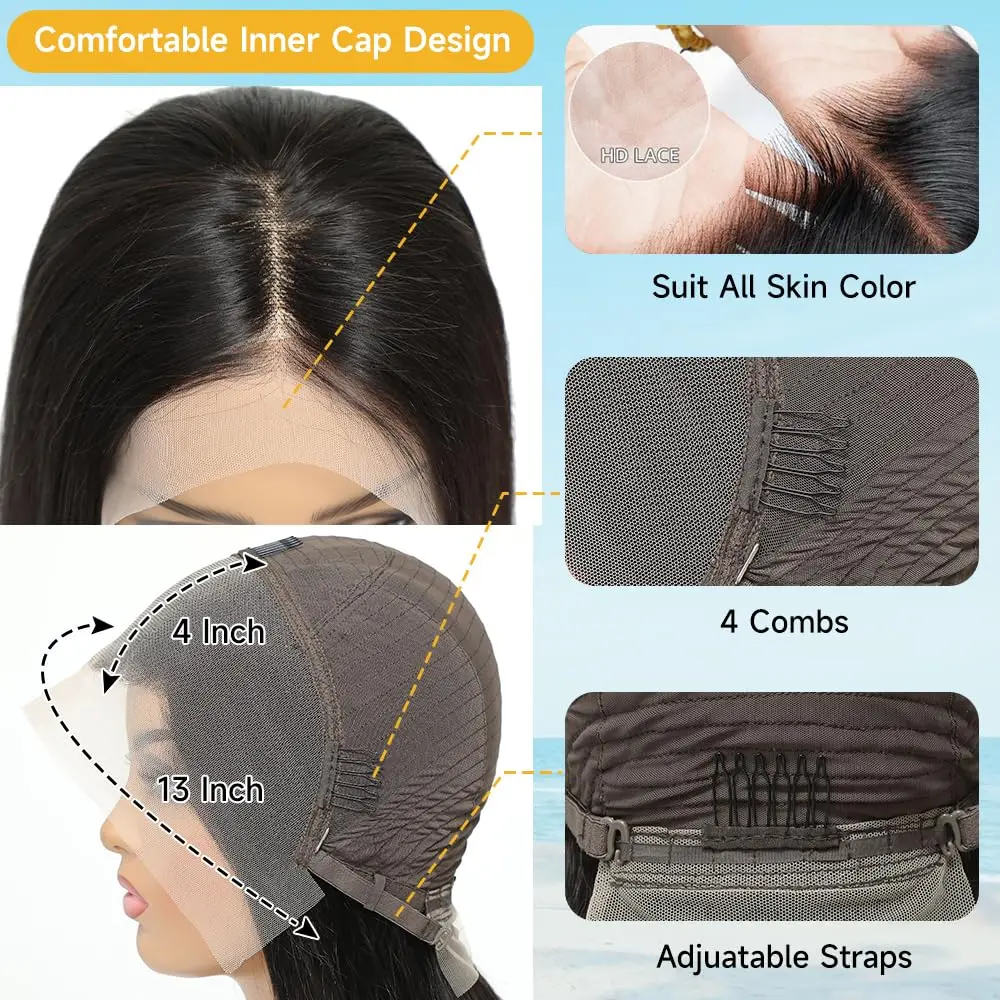 ショートボブウィッグ 透明レースフロントウィッグ 人毛 ボーンストレート ショートボブウィッグ 生え際処理済み 13x4 レースフロントウィッグ 女性用