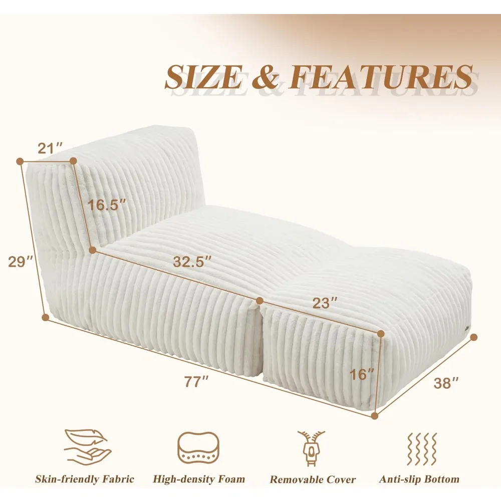 Bean Bag Chairs Lounger Chair Large Beanbag Chair for Adults Bean Bag Sofa with Memory Filled for Bedroom, Living Room