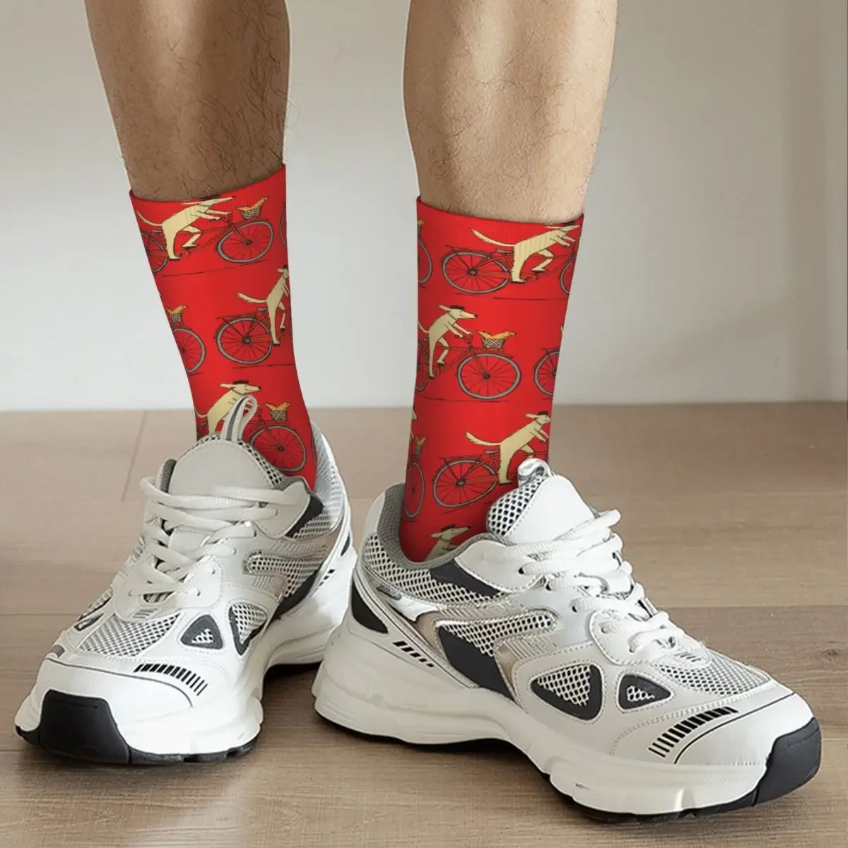 Dog And Squirrel Are Friends Whimsical Animal Art Dog Riding A Bicycle Socks High Quality Stockings All Season Long Socks