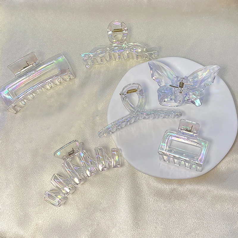 

Women Hair Claw Korean Style Transparent Plastic Headband Hairpins Ponytail Claw Clip Crab Hair Accessories Headwear