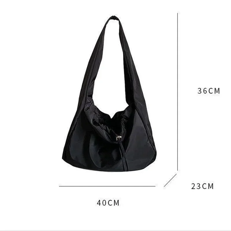 Bolsa feminina nova balde de náilon moda sólida zíper macio bolsa de ombro bolsas e bolsas designer luxo preto sacola сумка