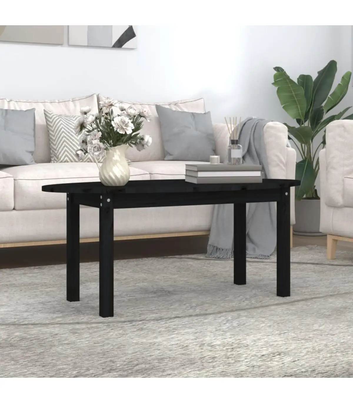 Coffee table Black Pine solid wood coffee table 110x55x45 cm