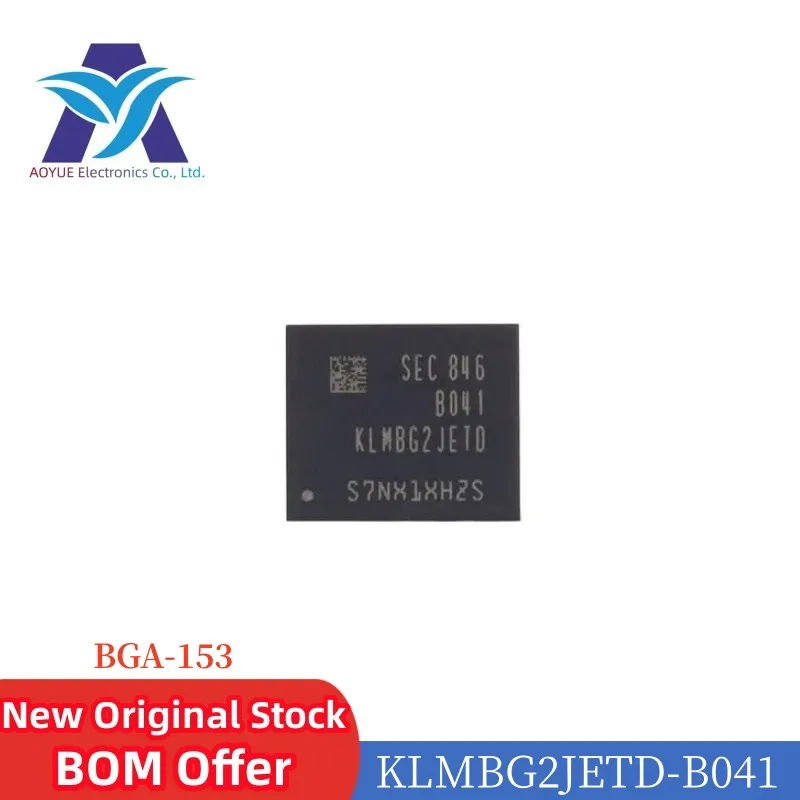 New Original KLMBG2JETD-B041 KLMBG2JETD B041 EMMC v5.1 Memory chip IC MLC NAND Flash Serial e-MMC 256G-bit 128G x 2-bit 32GB