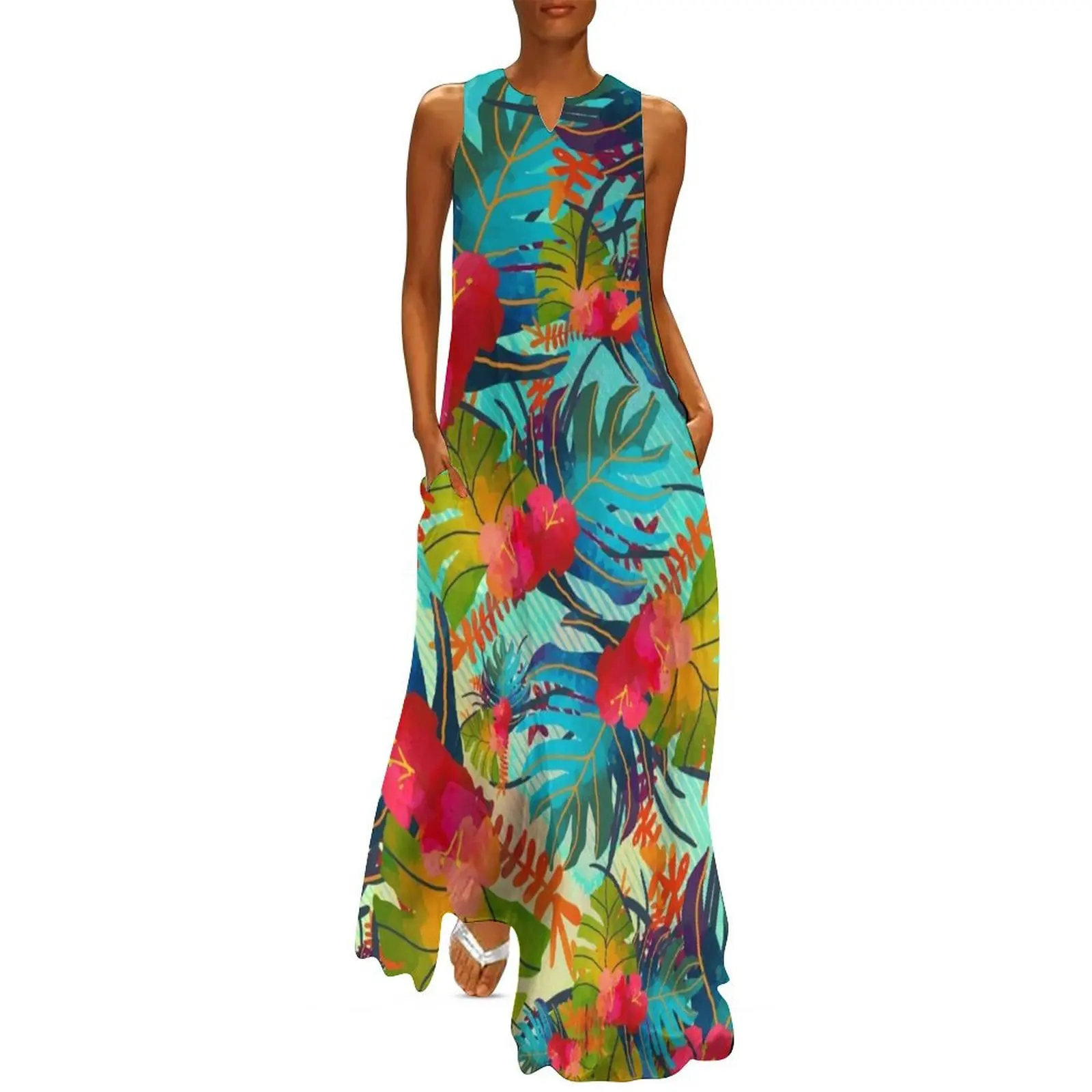 

Bright Tropical Floral Print B Long Dress Dance dresses dresses for women