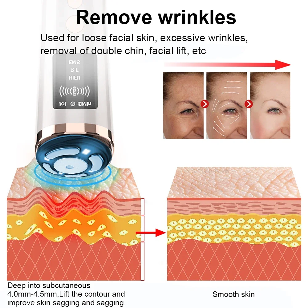 Hifu massageador de levantamento facial de alta frequência, rejuvenescimento da pele, teoria de fótons, microcorrente ems, anti-envelhecimento, máquina de aperto facial