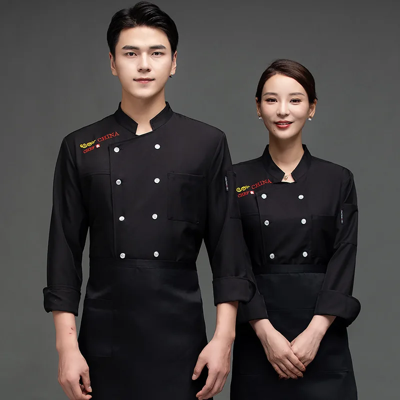 Chef Uniform แขนสั้นฤดูร้อนครัวโรงอาหารร้านอาหารทำงานชายและหญิง Chef Overalls ยาว-S