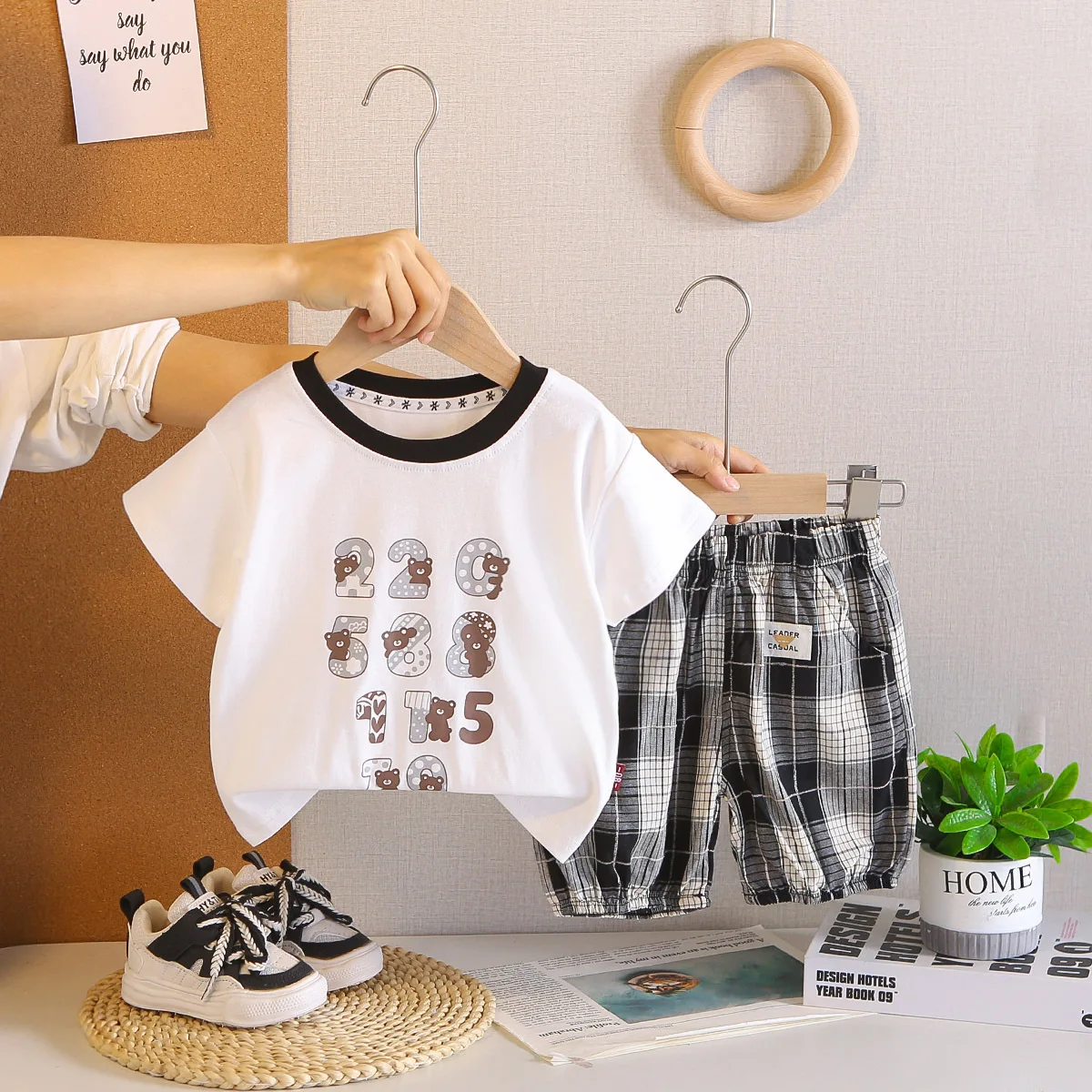 Baby Boy Summer Clothes Set Childrens Clothing 2026 New Cartoon Digit Printed Short Sleeve T-shirts and Shorts 2 Piece Kids Suit