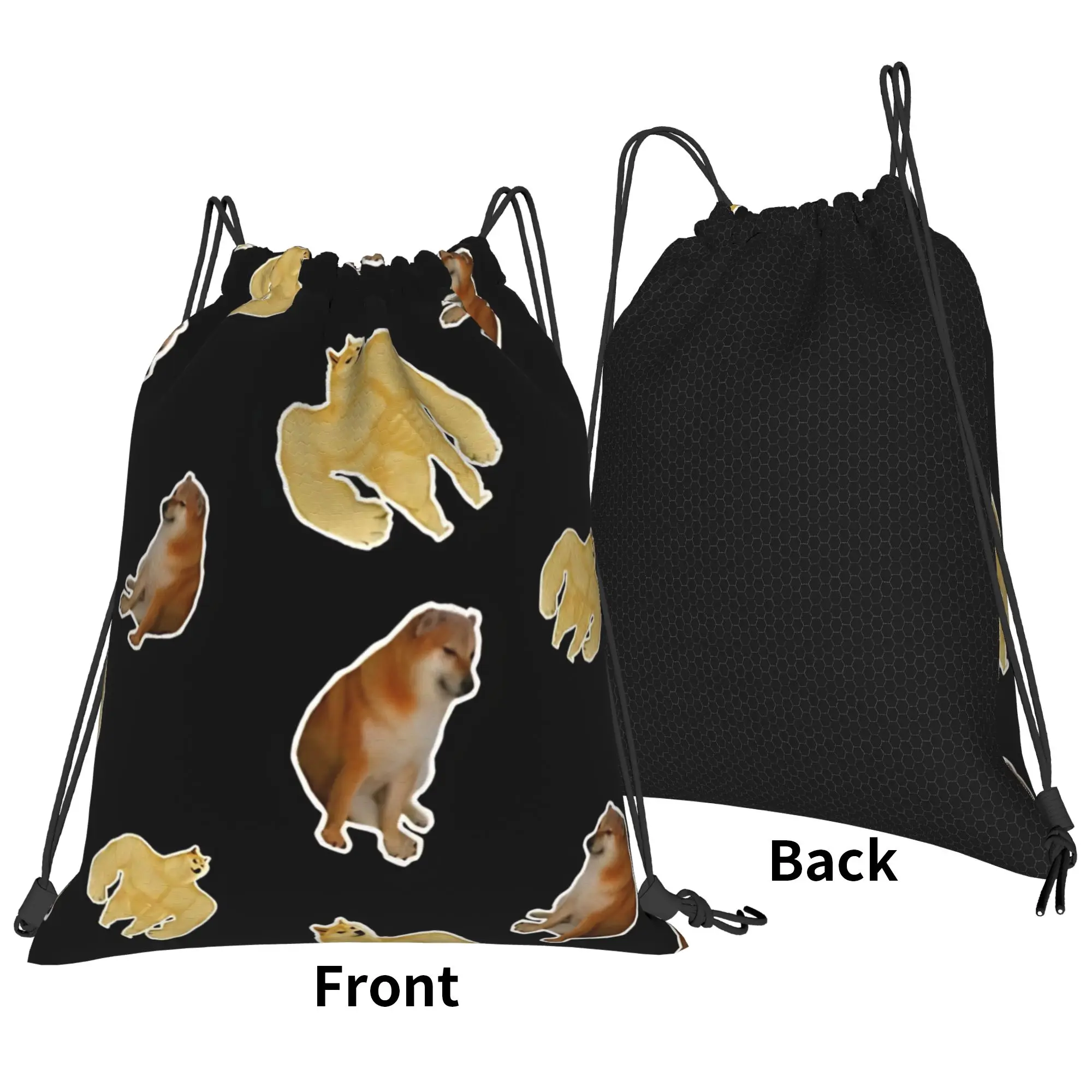 Dog meme Collage Portable Travel Riding Gym Drawstring Storage Sporty Backpacks