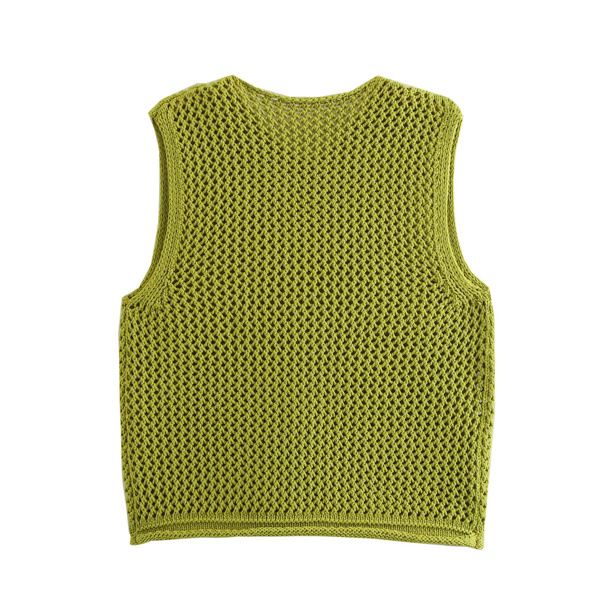 TRAF 2024 Knit Crop Top Woman Button Sleeveless Vest Women Knitted Vest Waistcoat Tops Woman 2024 Summer Short Tops for Women