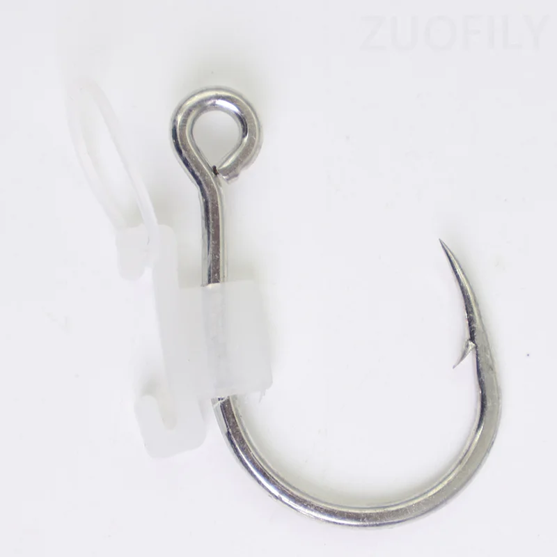 10PCS Luminous Live Shrimp Fishing Hooks Grouper High Strength Barbed Fishhook with Fixed Rubber Ring Sea Bass Carbon Steel Hook