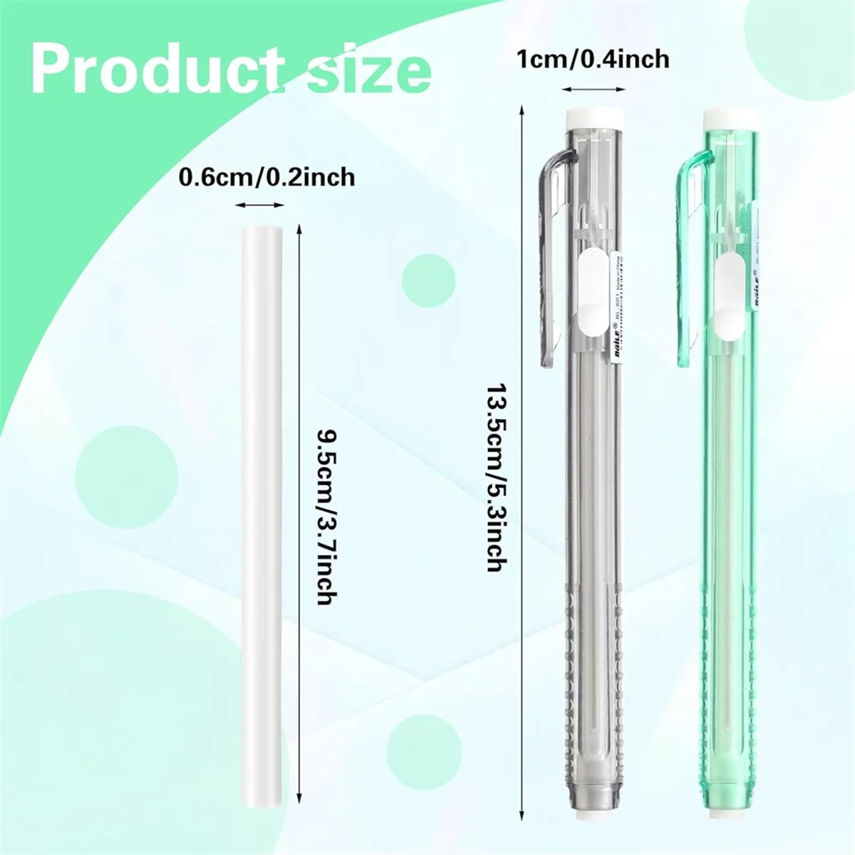 12pcs Retractable Eraser Mechanical Eraser Pen Pencil Eraser Pencil Pen Artist School Office Drawing Writing