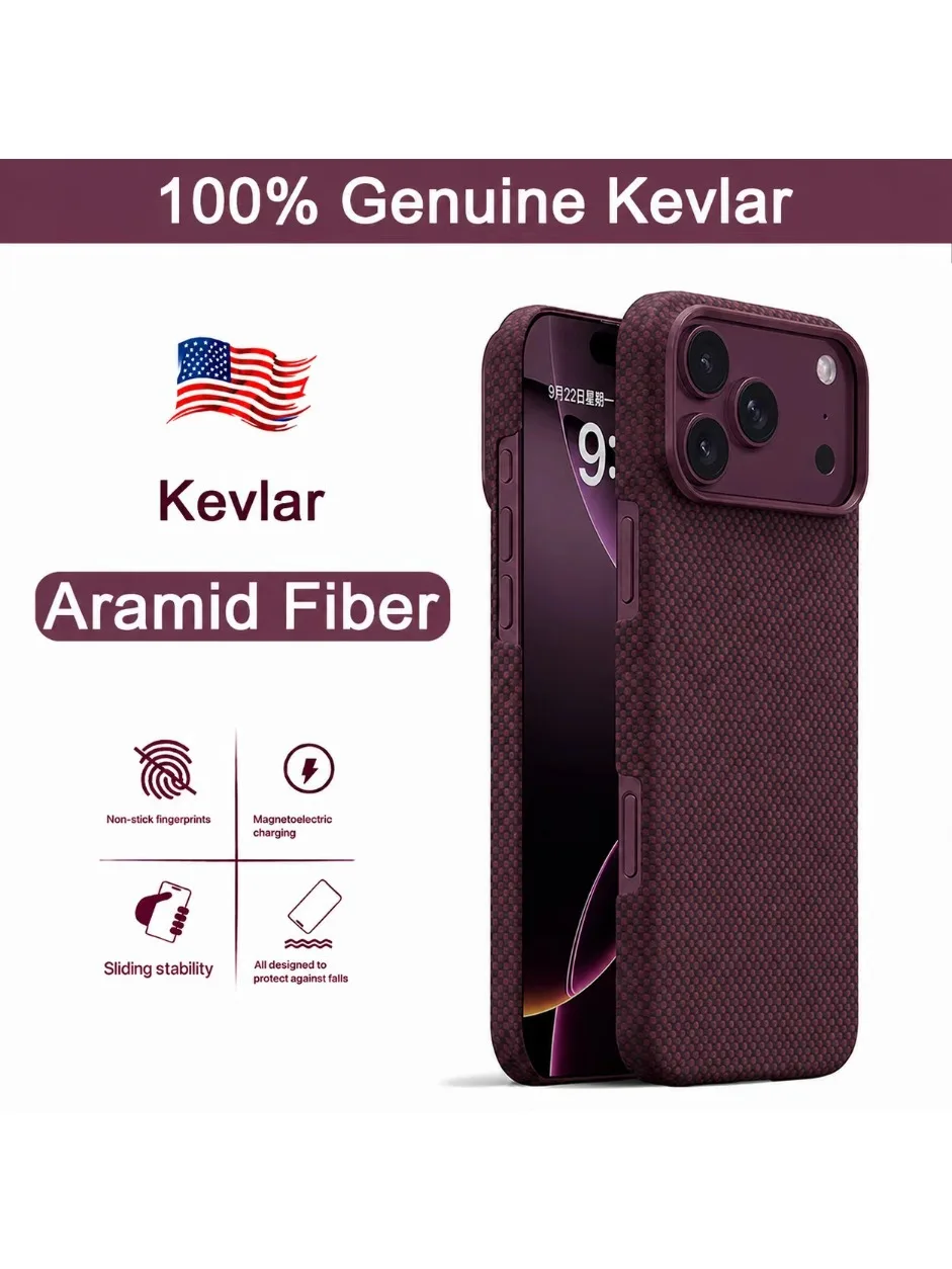 Etui z włókna aramidowego Kevlar do iPhone 18 17 Pro Max z funkcją MagSafe, pokrowiec z włókna węglowego, ultracienkie magnetyczne etui do iPhone 18 Pro Max. — zdjęcie produktu 7