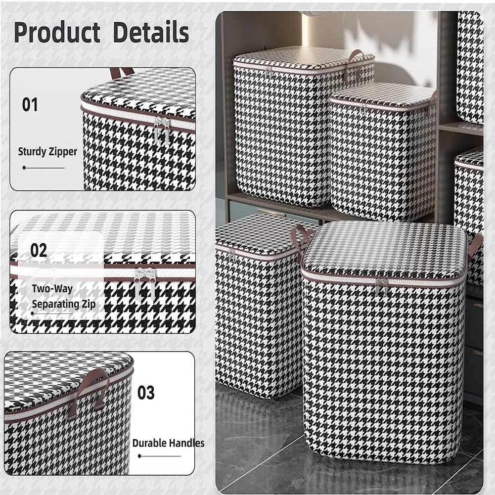 Folding Clothes Storage Bag Visible Portable Wardrobe Sorting Clothes Storage Box with Reinforced Handle for Bedding Quilt image 3