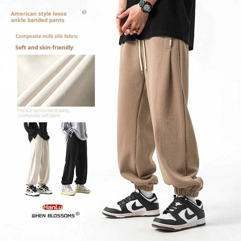 

2024 Autumn New Men Sweatpant Unisex Solid Color Loose Retro Hip Hop Pants Tracksuit Brand Streetwear Jogging Pants Women