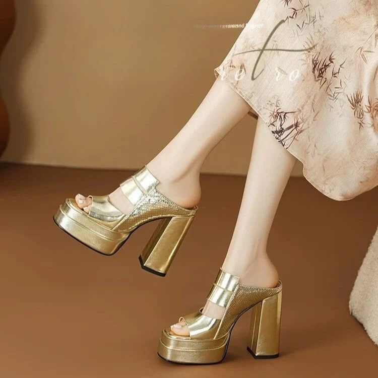 

Women's Summer Flip-flop High Heels, Waterproof Platform, Chunky Heel,opentoe Sandalssingle-strap Thicksoled Sandals