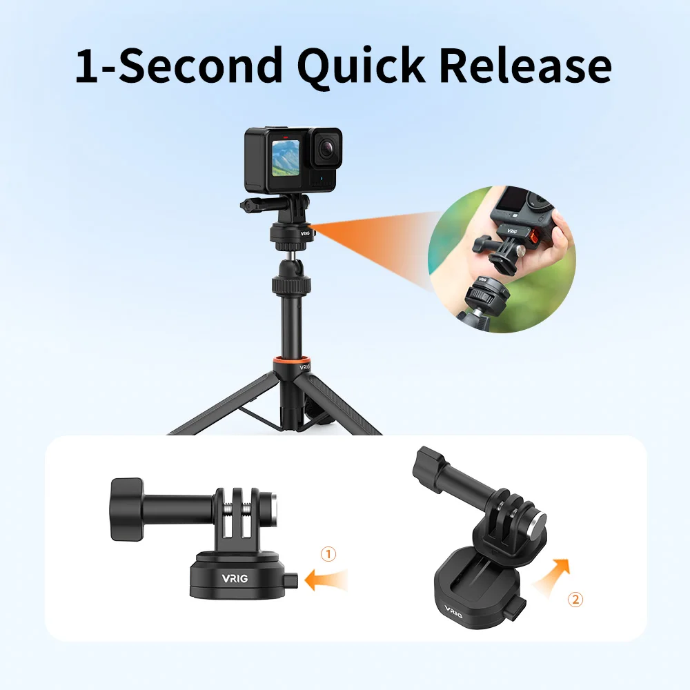 VRIG A0356 VKA Quick Release Adapter Base with GoPro Two Prong Interface Portable Action Camera Mount for Vlog Camera Accesso
