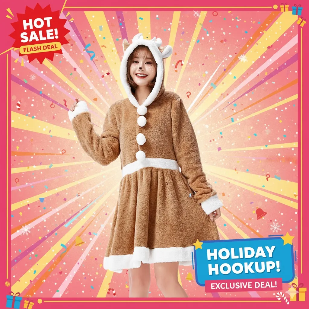 

Christmas Reindeer Family Costume Set, Pajama Dress, Khaki Loose Fit Statement Wear, Mother Daughter Father Son Matching Outfit