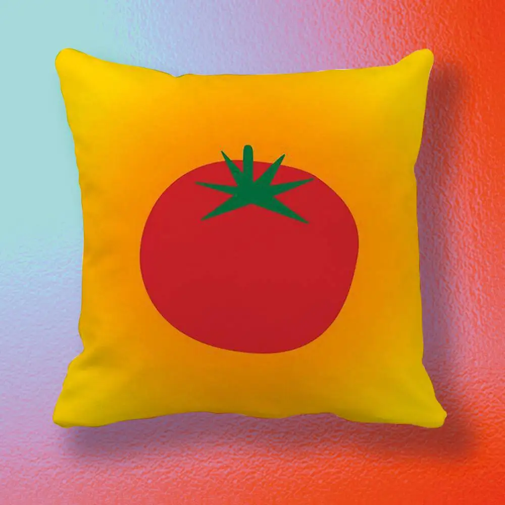 Tomato Fruit Clear Korean Cute ins  Double-sided printed pillow cover Solid color minimalist pillowcase, fits all bedroom styles