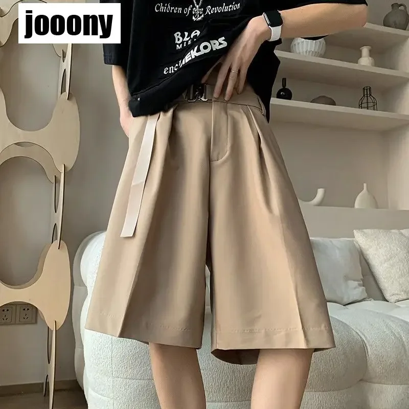 

Мужские широкие шорты-кюлоты, новые однотонные повседневные шорты 2024 года, летние модные шорты из ледяного шелка, тонкие, свободные, для города