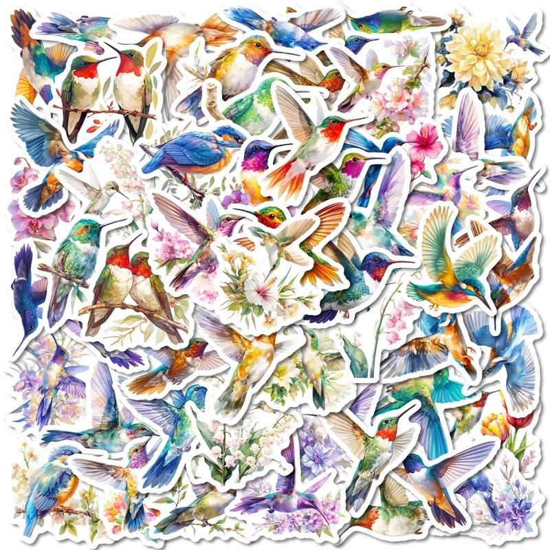 

10/30/56PCS Kawaii Colored Hummingbird PVC Sticker Aesthetic Decoration Scrapbooking Supplies DIY Hand Accounting for Kids