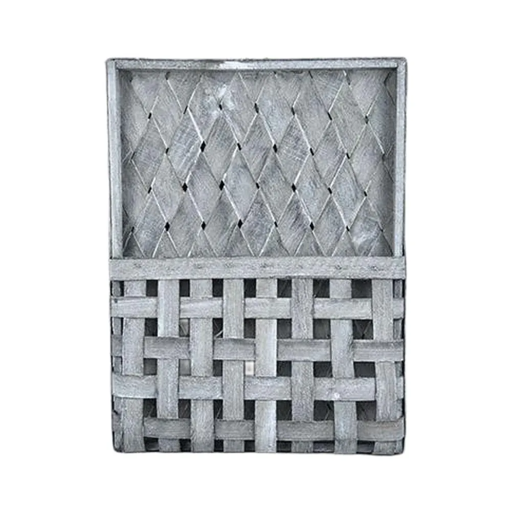 Natural Wood Rattan Hanging Basket for Home Decor Wall Mounted Storage Plant Display Organizer 36 27cm Handcrafted Design