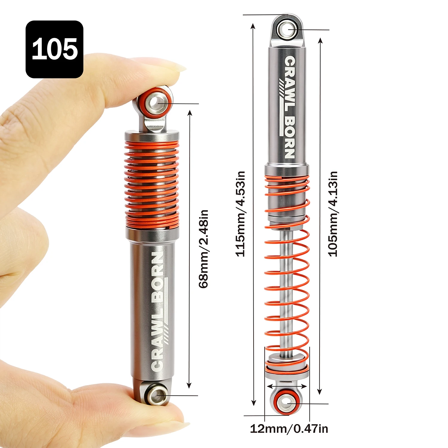 Lightweight Aluminum Shock Absorbers 75mm 85mm 95mm 105mm for 1/10 RC Model Car Crawler Rally Buggy Truck Accessories