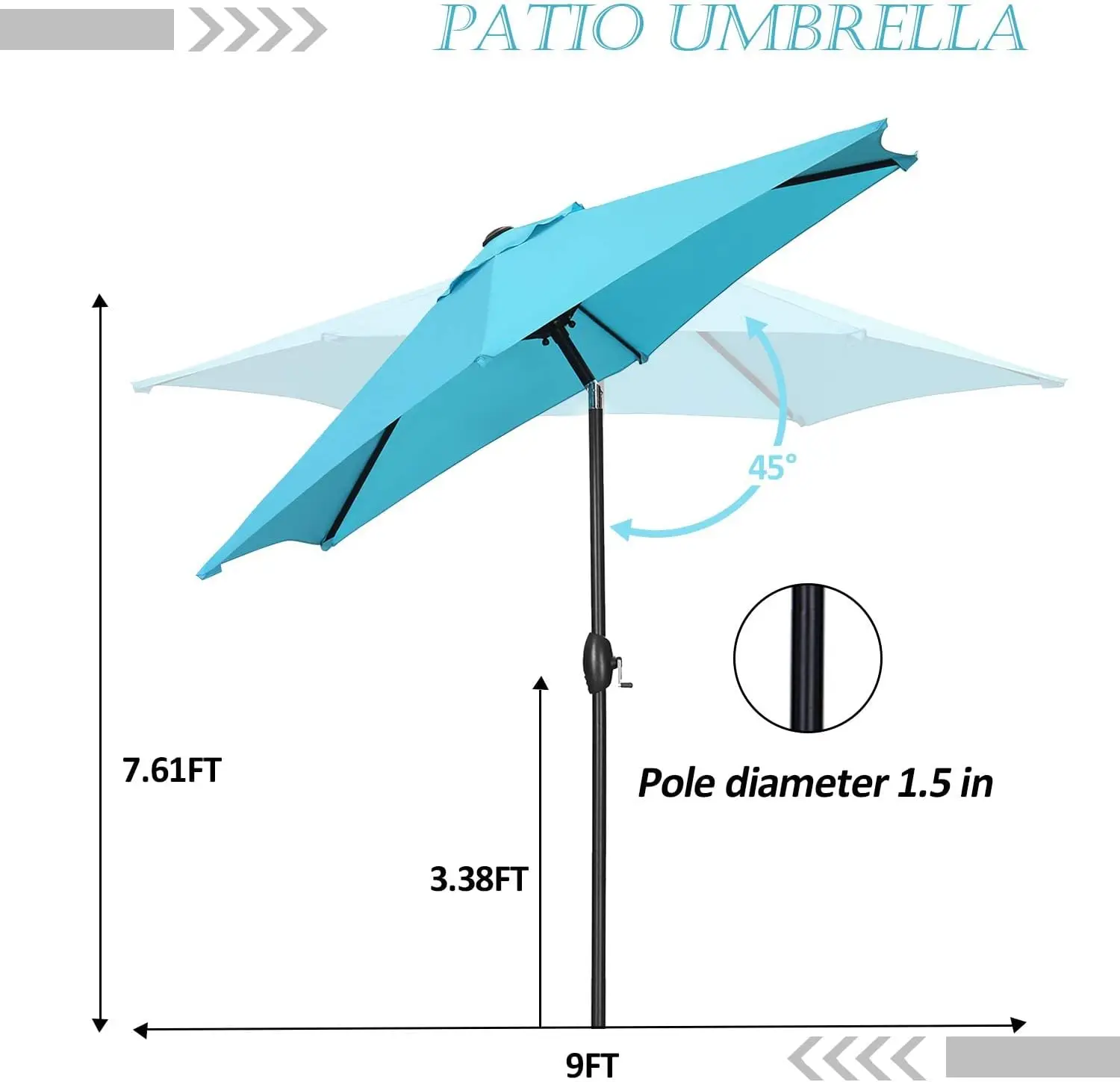 9FT Patio Umbrella Outdoor Table Umbrella,Market Umbrella with Push Button Tilt and Crank for Garden, Lawn, Deck