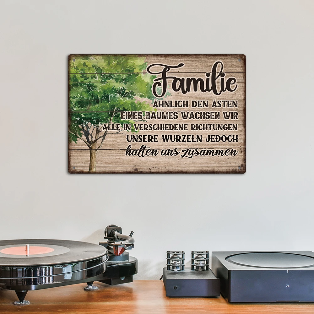 Putuo Decor 1pc German Vintage Metal Tin Sign, Wall Art Decor for Home Farmhouse Living Room，Family, Best Gifts for Friends