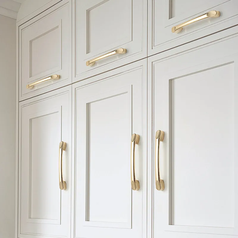 Bright Gold Kitchen Handle Luxury Fashion Cabinet Knobs and Handles Wardrobe Door Pulls Dresser Gold Handle Door Hardware