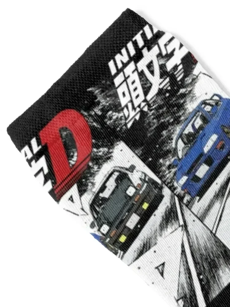 Initial D - Mountain Drift Racing Tandem Takumi Fujiwara AE86 vs Bunta Fujiwara GC8 Chase Socks crazy Men Socks Women's