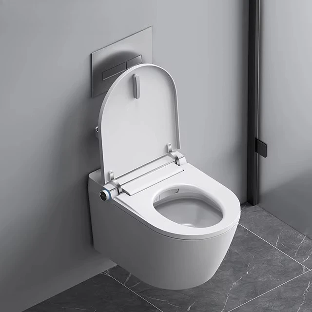 Aan de muur gemonteerd slim toilet P-Trap Opklapbaar wandhangend toiletbriltoilet met verborgen tank